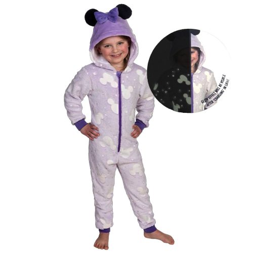 Disney Minnie sötétben világító gyerek hosszú pizsama, overál 5 - 6 év / 110 - 116 cm