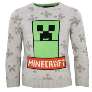 Minecraft gyerek kötött pulóver szürke 12év