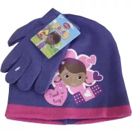   Disney Dr Plüssi Hug Purple gyerek sapka + kesztyű szett 52 cm