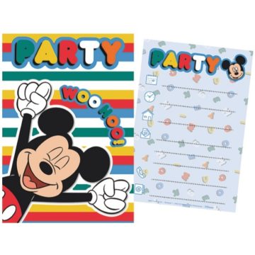 Disney Mickey party meghívó csíkos