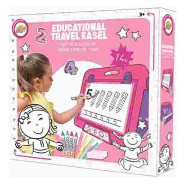   Készségfejlesztő játék utazó festőállvány rózsaszín