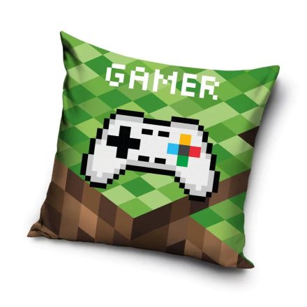 Gamer párnahuzat zöld 40x40cm (velúr)