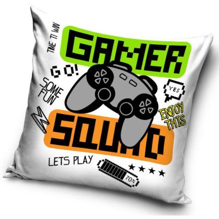 Gamer párna, díszpárna 40x40 cm let's play