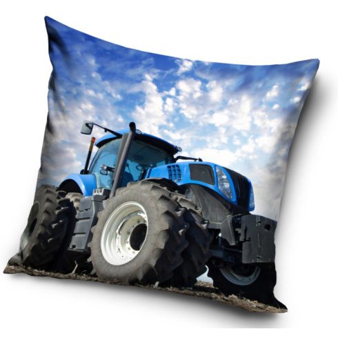 Traktor párna, díszpárna 40x40 cm kék