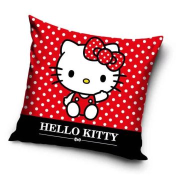 Hello Kitty párnahuzat piros 40x40cm (velúr)
