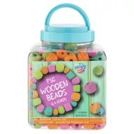 Színes Moxy Blue fa gyöngyök vödörben