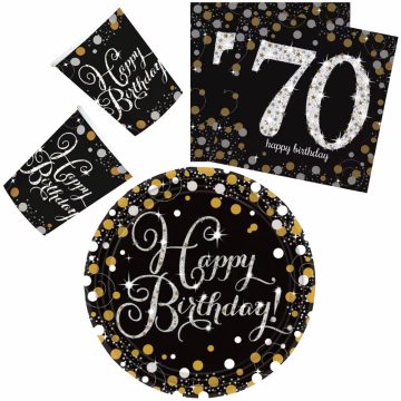   Happy Birthday 70 party szett 23cm-es tányérral 32db-os (gold)