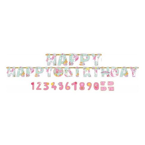 Unikornis Happy Birthday felirat 320cm