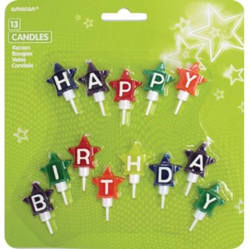 Happy Birthday tortagyertya, gyertya szett 13 db-os zöld