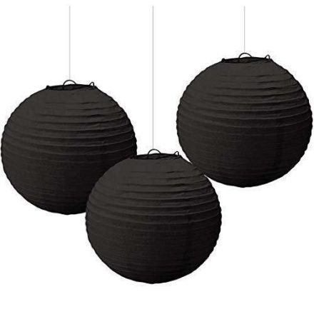 Black, Fekete lampion 3 db-os szett 20,4 cm