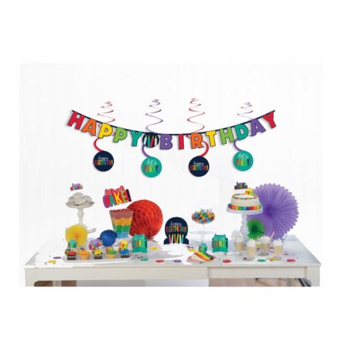 Happy Birthday Rainbow Mini dekorációs szett 37 db-os