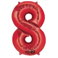 Színes Red óriás szám fólia lufi 8-as, 86x53 cm