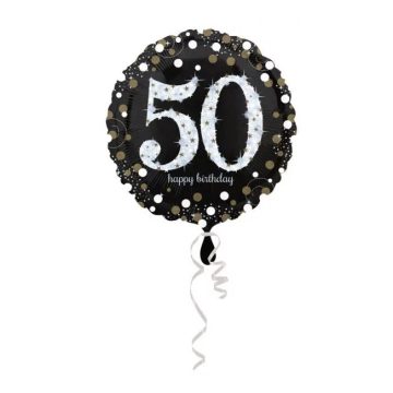 Happy Birthday 50 fólia lufi 43cm fekete 