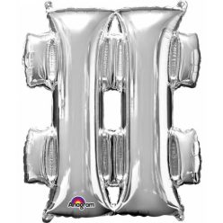 Ezüst Silver mini fólia lufi hashtag ikon 33 cm