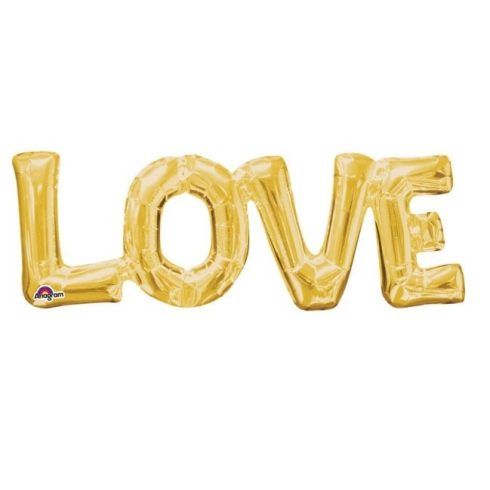 Gold, Arany Love fólia lufi 63*22 cm