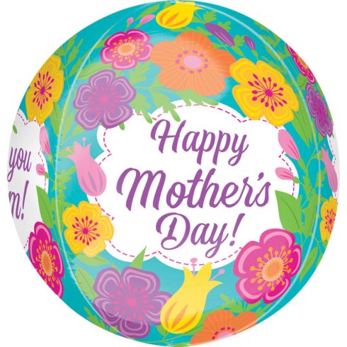 Happy mother's day, Boldog anyák napját Gömb Fólia lufi 40 cm virág