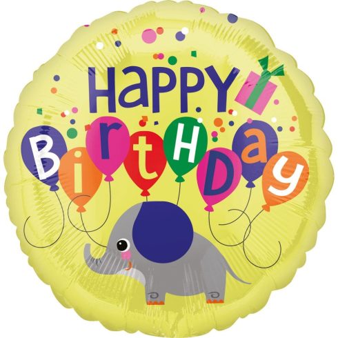 Happy Birthday fólia lufi elefánt 43cm