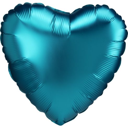 Szatén Aqua szív fólia lufi kék 43cm