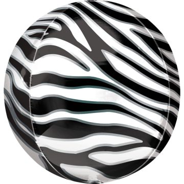 Zebra mintás gömb fólia lufi 40cm 