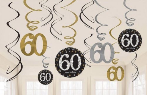 Happy Birthday Gold 60 Szalag dekoráció 12 db-os szett