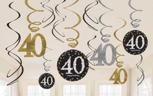 Happy Birthday Gold 40 Szalag dekoráció 12 db-os szett