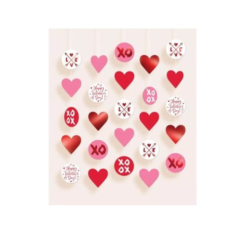 Happy Valentine's Day függő dekoráció 5 db-os szett