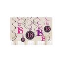 Happy Birthday Pink 18 szalag dekoráció 12 db-os szett