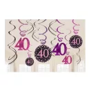 Happy Birthday Pink 40 szalag dekoráció 12 db-os szett