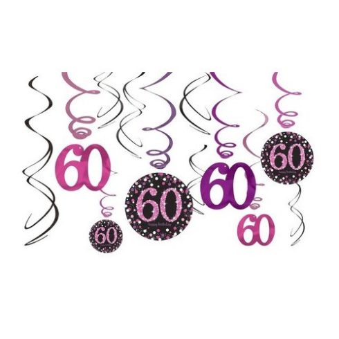 Happy Birthday Pink 60 szalag dekoráció 12 db-os szett