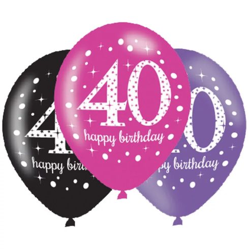 Happy Birthday 40 pink léggömb lufi 6 db-os