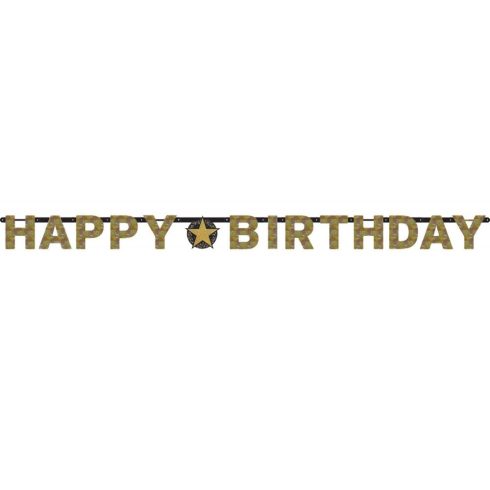 Happy Birthday Gold hologrammos felirat 213 cm