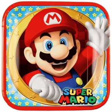 Super Mario papírtányér színes 8 db-os 23cm