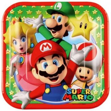 Super Mario papírtányér team 8 db-os 18cm