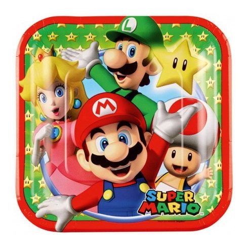 Super Mario papírtányér team 8 db-os 18cm