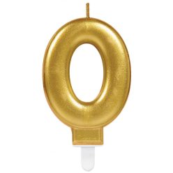Arany Gold számgyertya, tortagyertya 0-ás