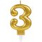 Brojevi Gold Zlatna svjećica za tortu 3-as