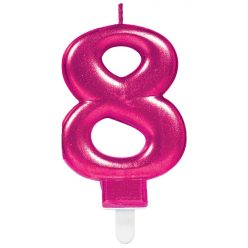 Rózsaszín Pink számgyertya, tortagyertya 8-as
