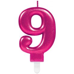 Rózsaszín Pink számgyertya, tortagyertya 9-es