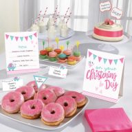   Keresztelő Christening Pink asztali dekoráció szett 12 db-os
