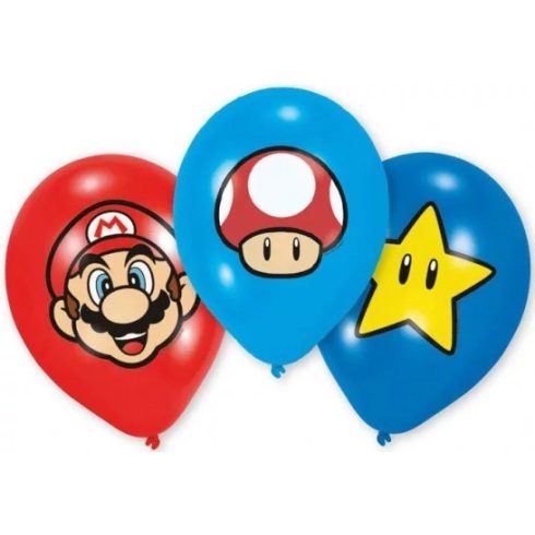 Super Mario léggömb lufi gomba 6 db-os