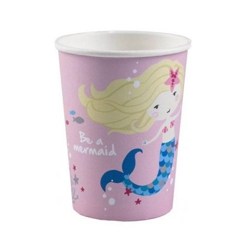 Mermaid, Sellő papír pohár 8 db-os 250 ml rózsaszín