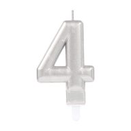   Brojevi Silver Srebrna svjećica u obliku broja, svjećica za tortu broj 4