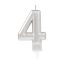 Brojevi Silver Srebrna svjećica u obliku broja, svjećica za tortu broj 4