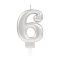Brojevi Silver Srebrna svjećica u obliku broja, svjećica za tortu broj 6