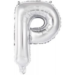 Ezüst Silver P betű fólia lufi 45 cm