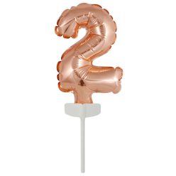 Színes Rose Gold 2-es szám fólia lufi tortára 13 cm