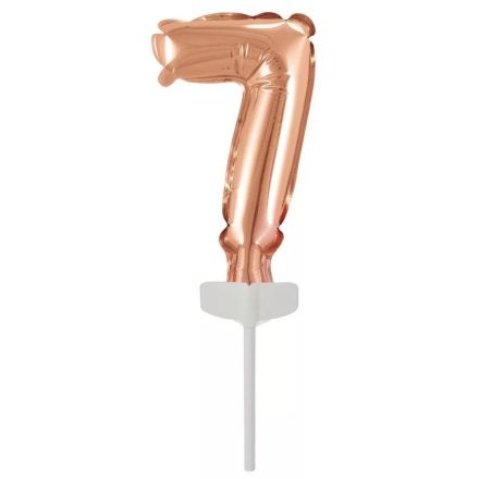 Rose Gold 7-es szám fólia lufi tortára 13 cm