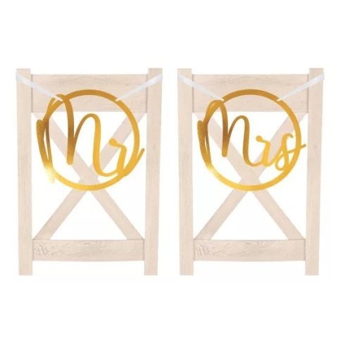 Esküvő Mr és Mrs felirat székre