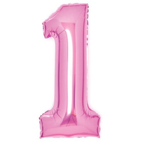 Pink, Rózsaszín 1-es szám fólia lufi 66 cm