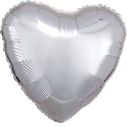 Metallic Silver szív fólia lufi 43 cm heart